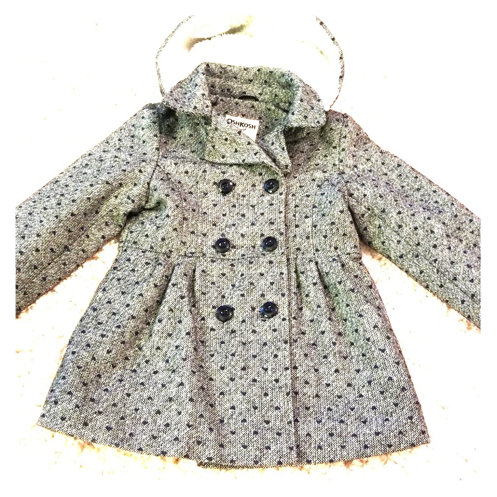 Girls Oshkosh  Black Sparkle Hooded Coat Size 6